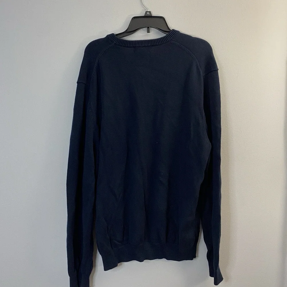 Brooks Brothers Sweater Men's XL Long Sleeve V Neck Knit Supima Cotton Navy Blue